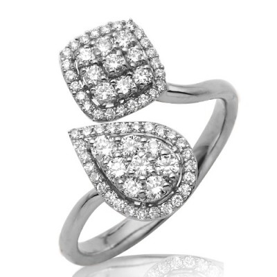 14K Diamond Pear and Square Cluster Ring (0.60ct)